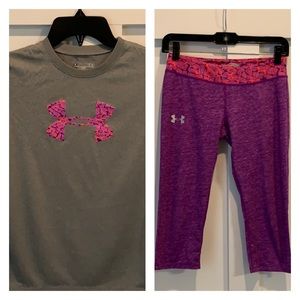 Under Armour YLG T-shirt and Capri active bundle